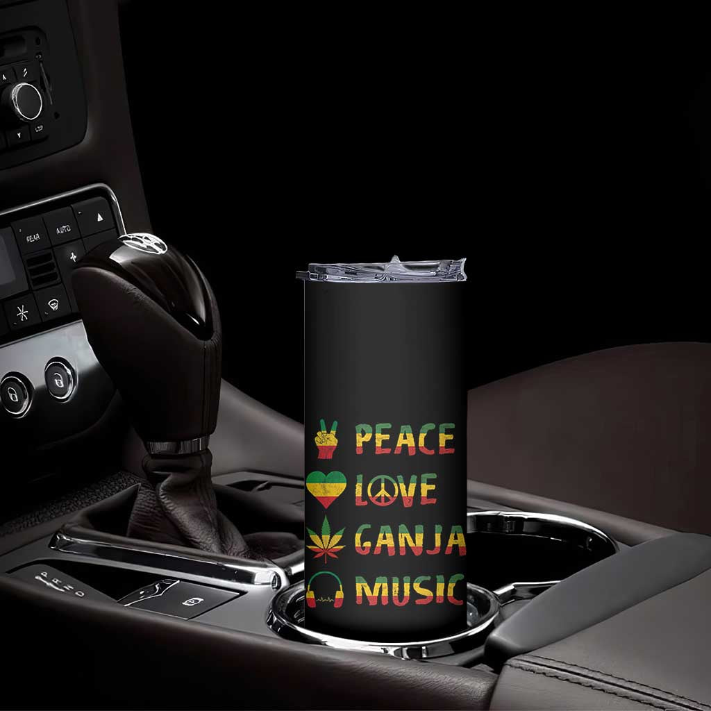 Rasta Weed Skinny Tumbler Peace Love Ganja Marijuana Cannabis Reggae Music TS10 Print Your Wear