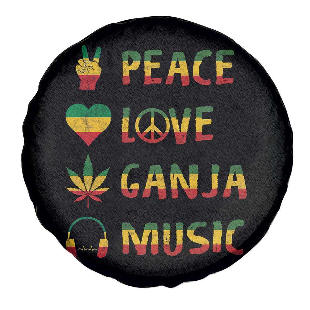 Rasta Weed Spare Tire Cover Peace Love Ganja Marijuana Cannabis Reggae Music TS10 Print Your Wear