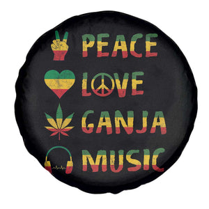Rasta Weed Spare Tire Cover Peace Love Ganja Marijuana Cannabis Reggae Music TS10 Print Your Wear