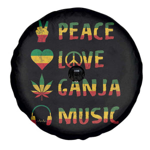 Rasta Weed Spare Tire Cover Peace Love Ganja Marijuana Cannabis Reggae Music TS10 Print Your Wear