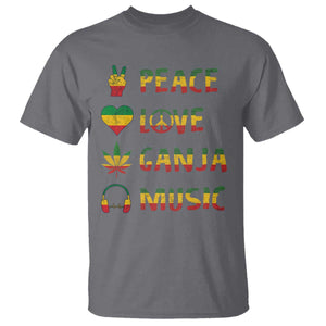 Rasta Weed T Shirt Peace Love Ganja Marijuana Cannabis Reggae Music TS10 Charcoal Print Your Wear