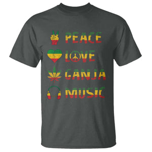 Rasta Weed T Shirt Peace Love Ganja Marijuana Cannabis Reggae Music TS10 Dark Heather Print Your Wear