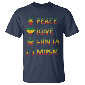 Rasta Weed T Shirt Peace Love Ganja Marijuana Cannabis Reggae Music TS10 Navy Print Your Wear