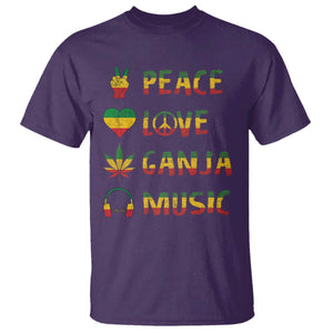 Rasta Weed T Shirt Peace Love Ganja Marijuana Cannabis Reggae Music TS10 Purple Print Your Wear