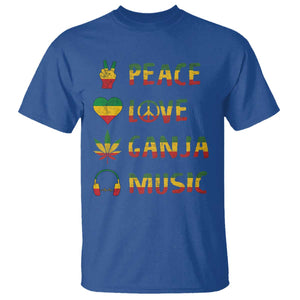 Rasta Weed T Shirt Peace Love Ganja Marijuana Cannabis Reggae Music TS10 Royal Blue Print Your Wear