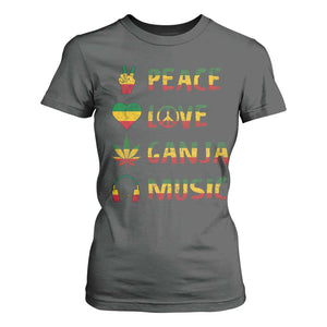 Rasta Weed T Shirt For Women Peace Love Ganja Marijuana Cannabis Reggae Music TS10 Dark Heather Print Your Wear