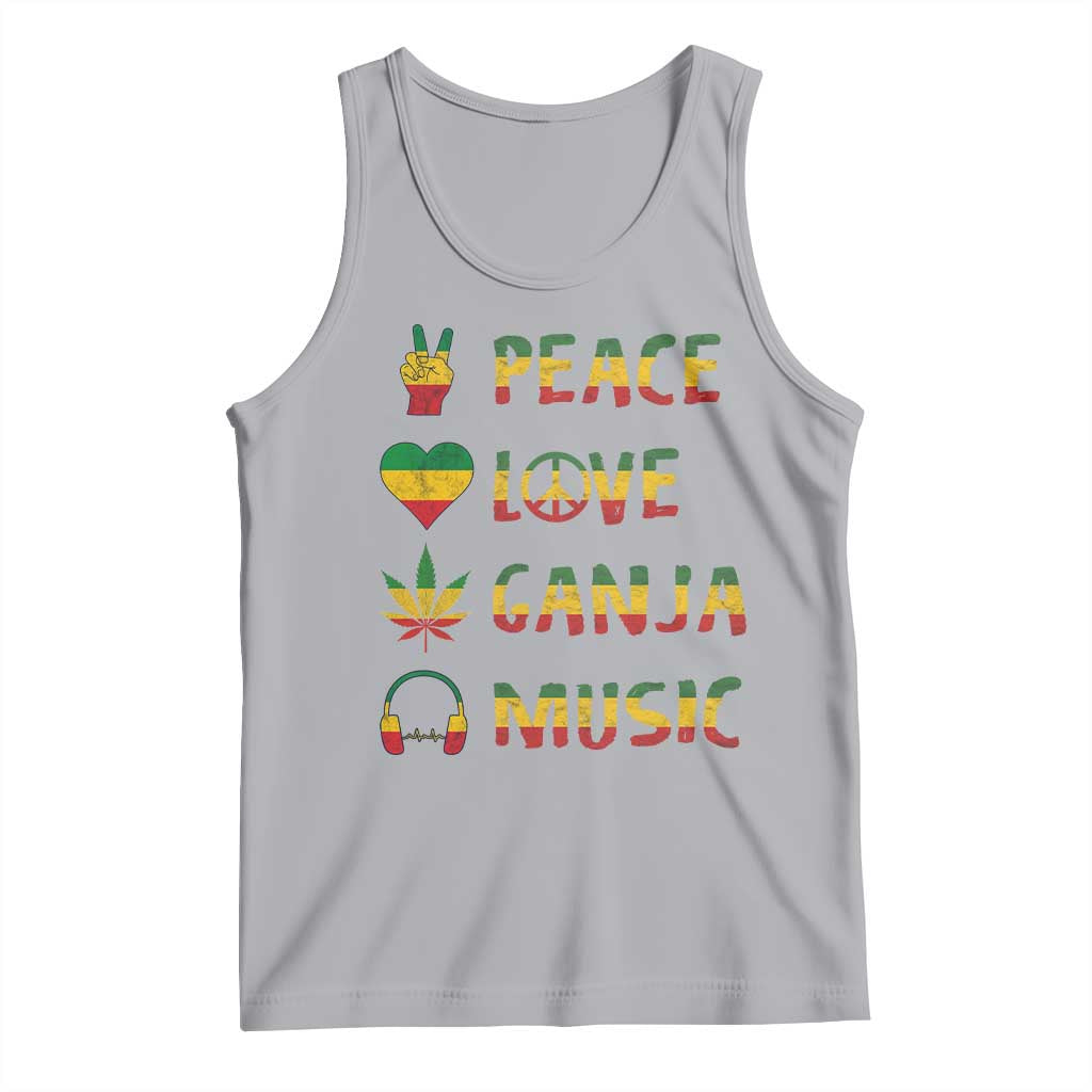 Rasta Weed Tank Top Peace Love Ganja Marijuana Cannabis Reggae Music TS10 Athletic Heather Print Your Wear