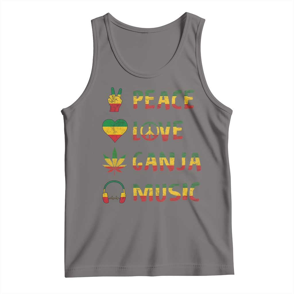 Rasta Weed Tank Top Peace Love Ganja Marijuana Cannabis Reggae Music TS10 Deep Heather Print Your Wear