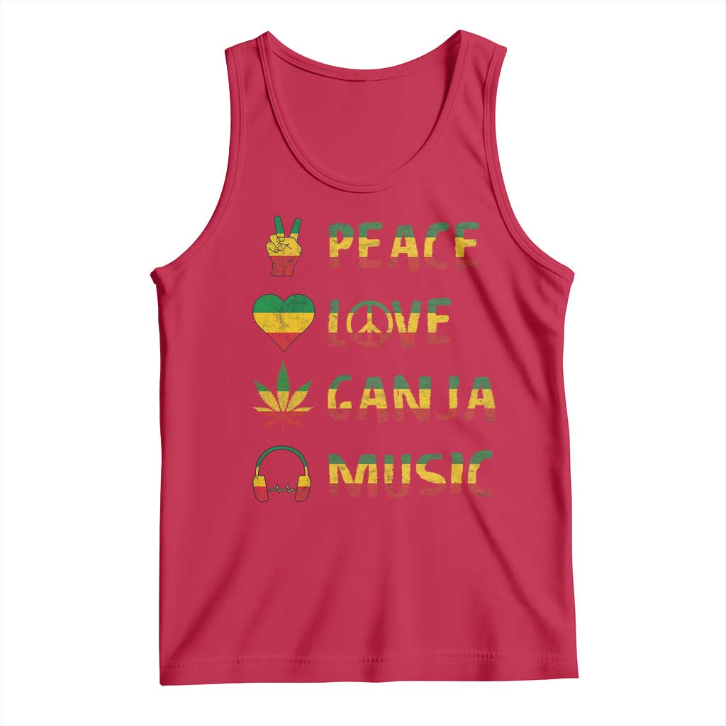 Rasta Weed Tank Top Peace Love Ganja Marijuana Cannabis Reggae Music TS10 Red Print Your Wear