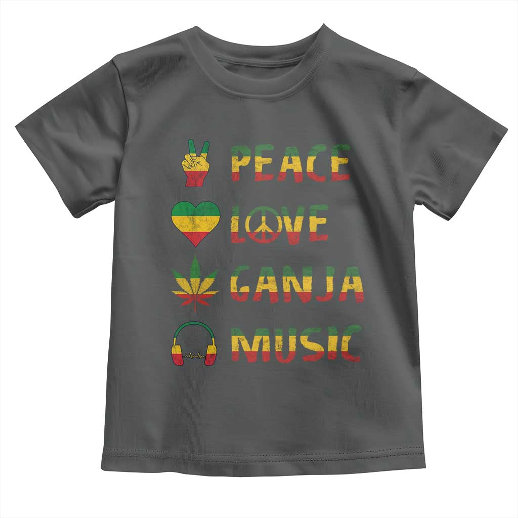 Rasta Weed Toddler T Shirt Peace Love Ganja Marijuana Cannabis Reggae Music TS10 Dark Heather Print Your Wear