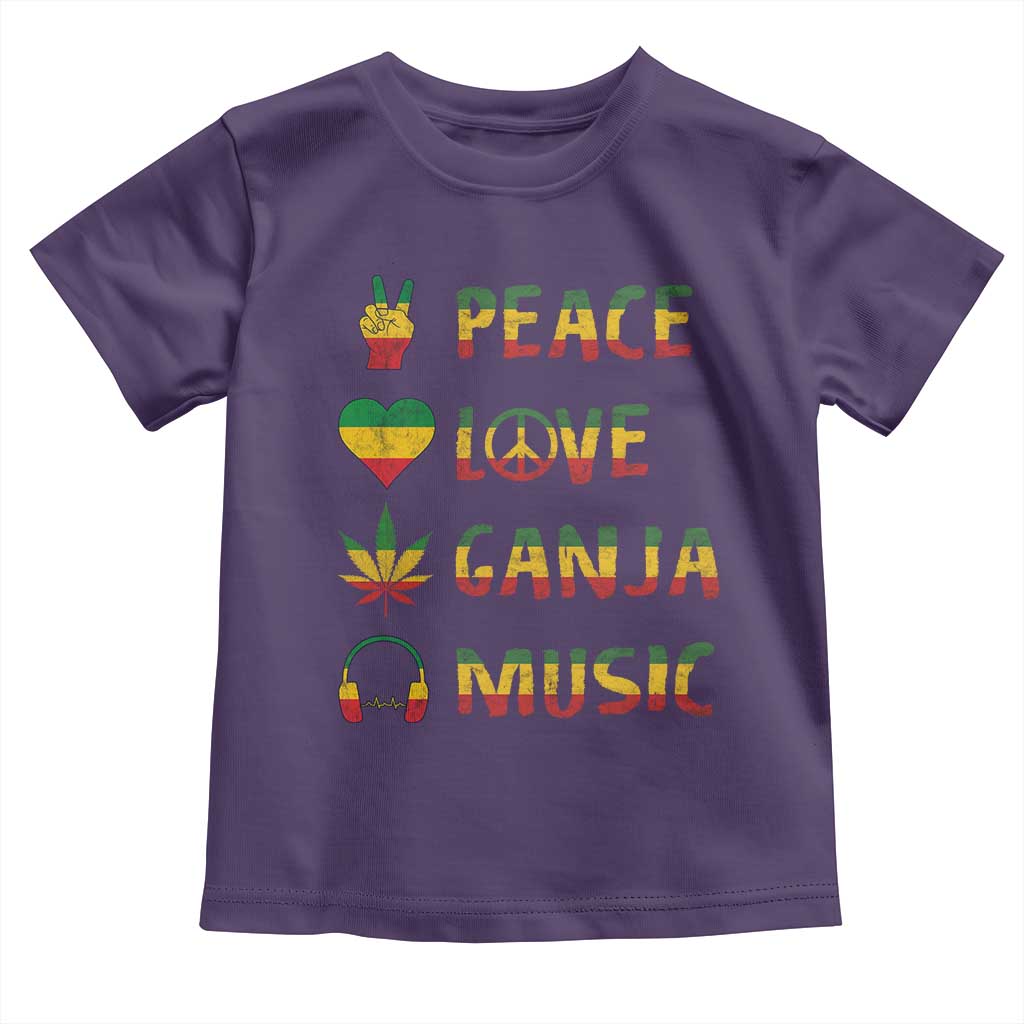 Rasta Weed Toddler T Shirt Peace Love Ganja Marijuana Cannabis Reggae Music TS10 Purple Print Your Wear