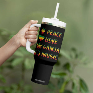 Rasta Weed Tumbler With Handle Peace Love Ganja Marijuana Cannabis Reggae Music TS10 Print Your Wear