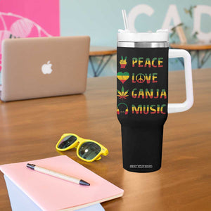 Rasta Weed Tumbler With Handle Peace Love Ganja Marijuana Cannabis Reggae Music TS10 Print Your Wear