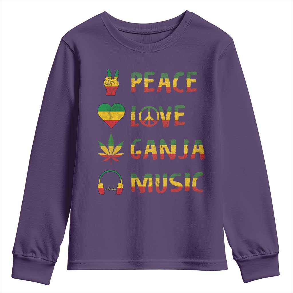 Rasta Weed Youth Sweatshirt Peace Love Ganja Marijuana Cannabis Reggae Music TS10 Purple Print Your Wear