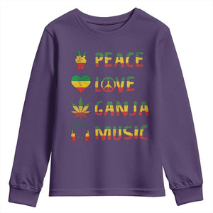 Rasta Weed Youth Sweatshirt Peace Love Ganja Marijuana Cannabis Reggae Music TS10 Purple Print Your Wear