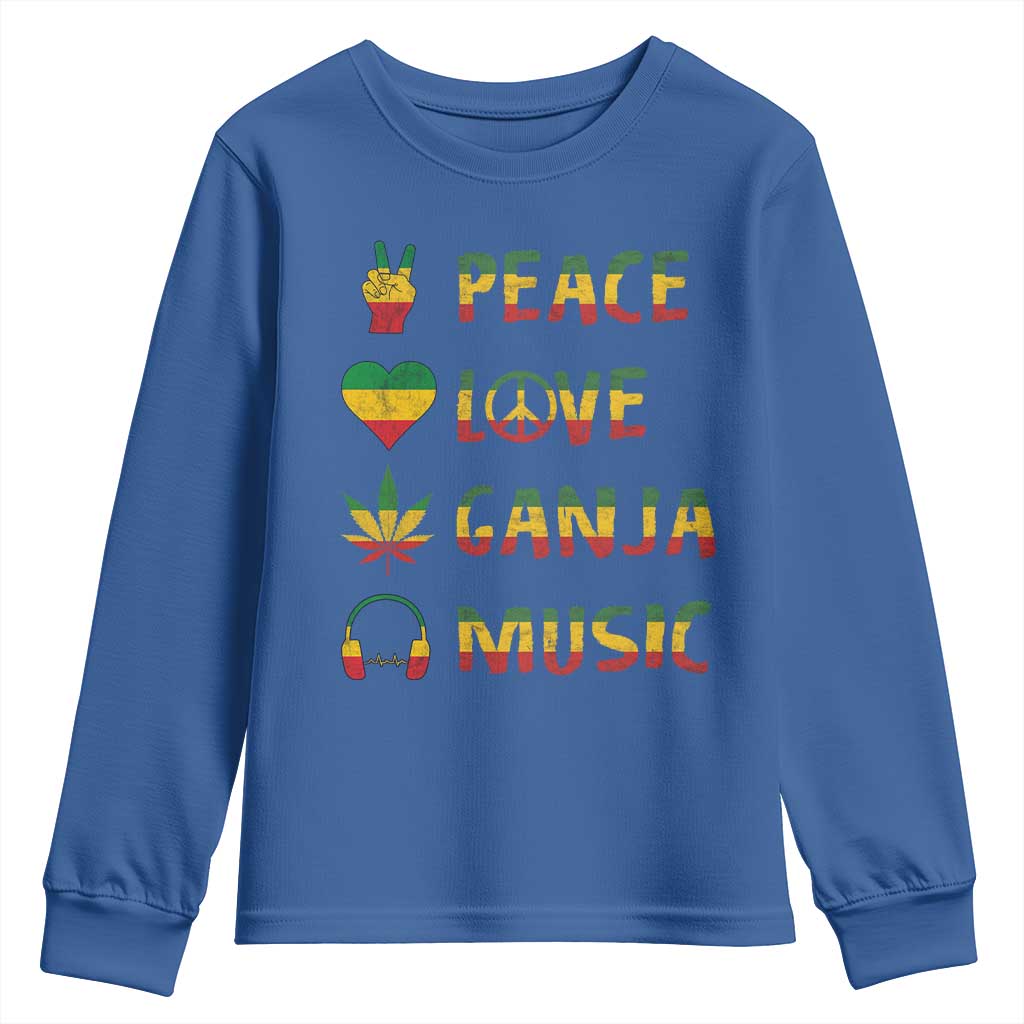 Rasta Weed Youth Sweatshirt Peace Love Ganja Marijuana Cannabis Reggae Music TS10 Royal Blue Print Your Wear