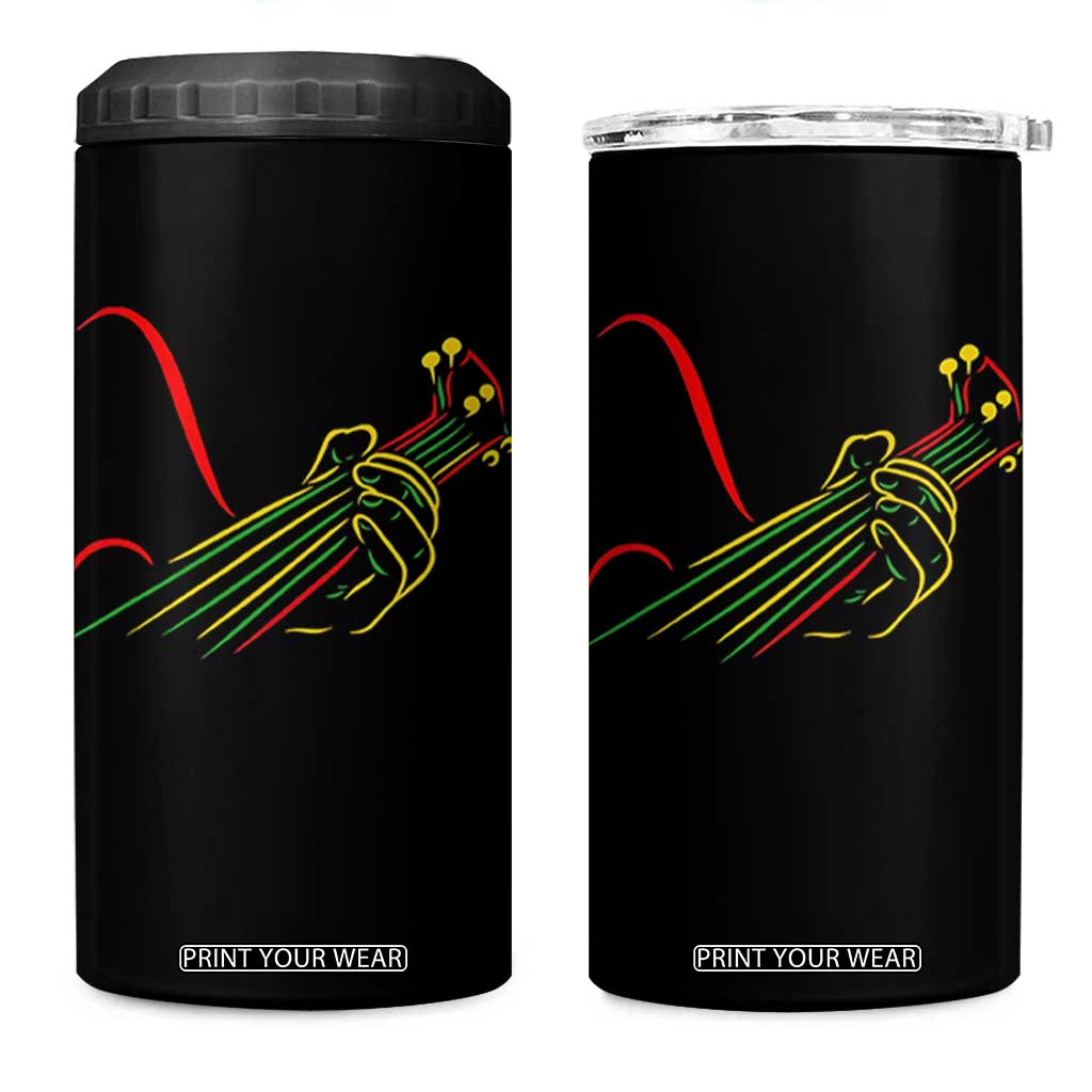 Reggae Guitar 4 in 1 Can Cooler Tumbler Rasta Music Gift for Guitar Lovers TS10 One Size: 16 oz Black Print Your Wear