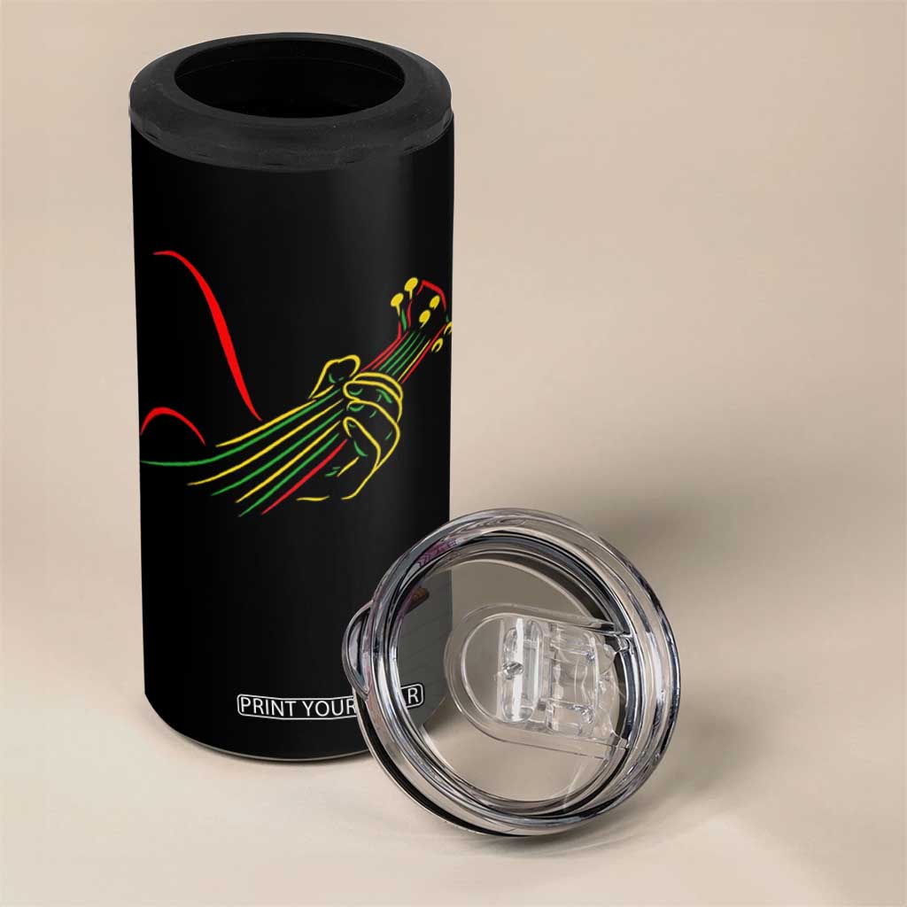 Reggae Guitar 4 in 1 Can Cooler Tumbler Rasta Music Gift for Guitar Lovers TS10 Print Your Wear