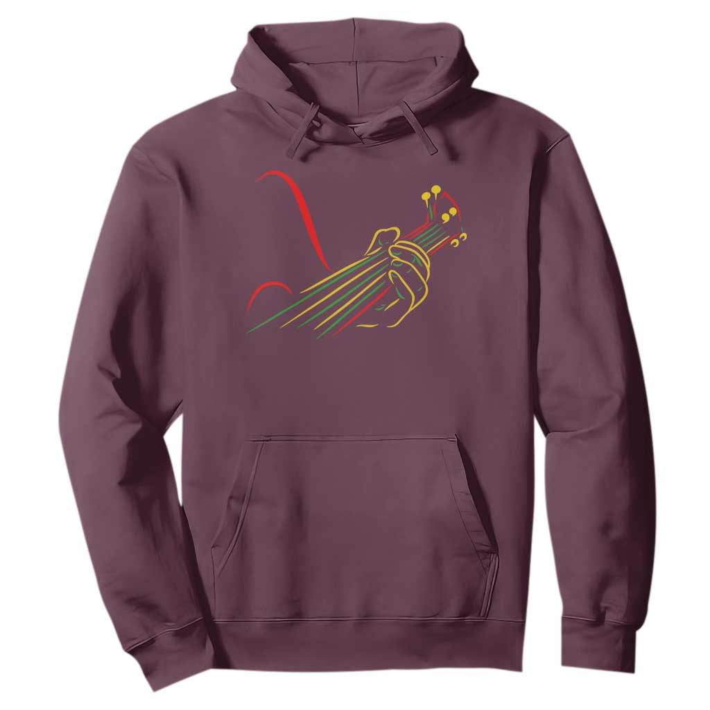 Reggae Guitar Hoodie Rasta Music Gift for Guitar Lovers TS10 Maroon Print Your Wear