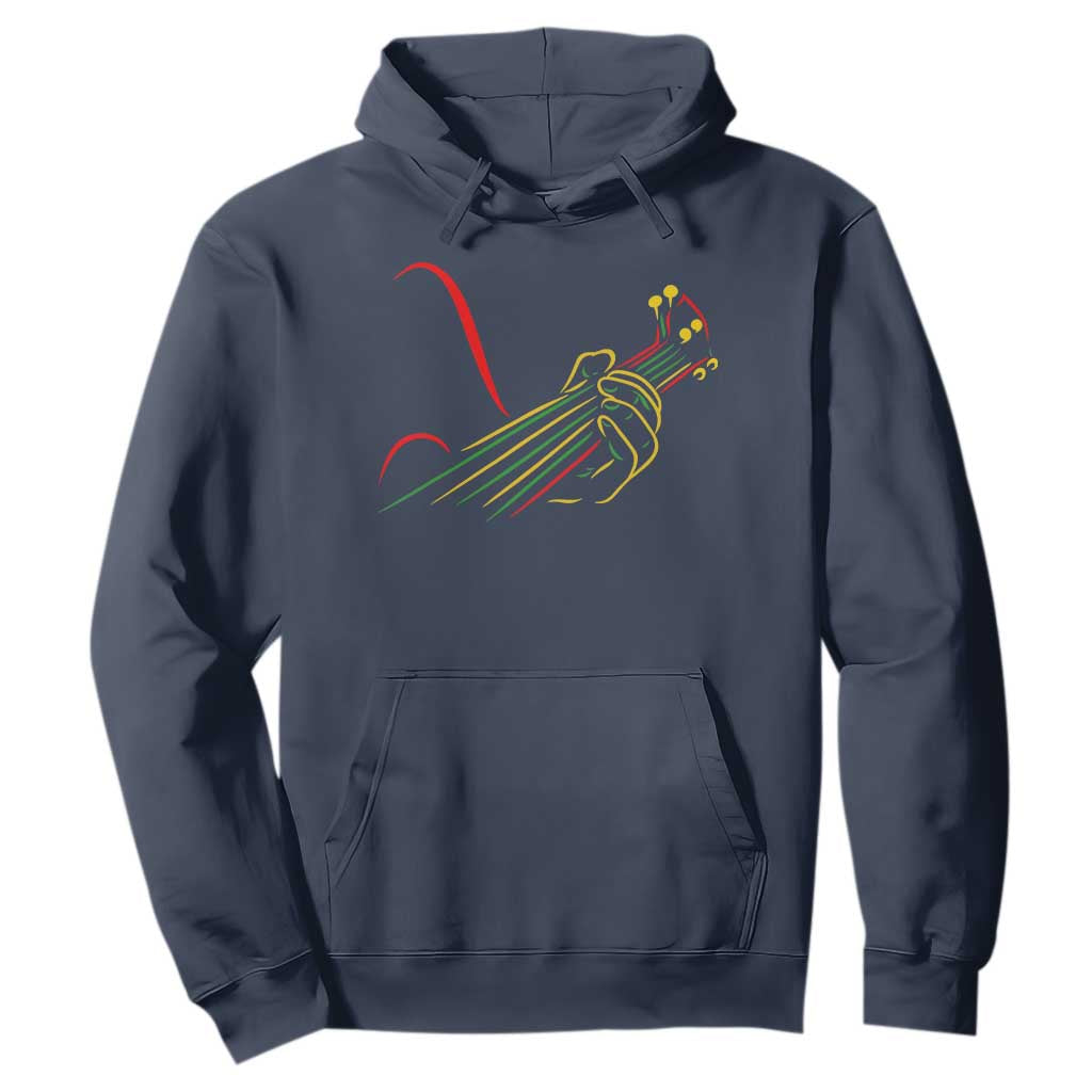 Reggae Guitar Hoodie Rasta Music Gift for Guitar Lovers TS10 Navy Print Your Wear