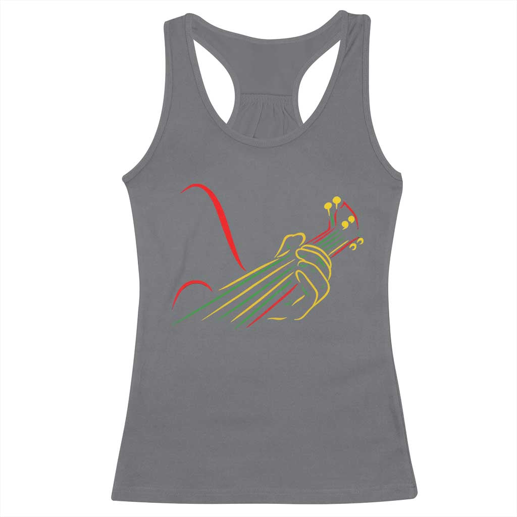 Reggae Guitar Racerback Tank Top Rasta Music Gift for Guitar Lovers TS10 Charcoal Print Your Wear