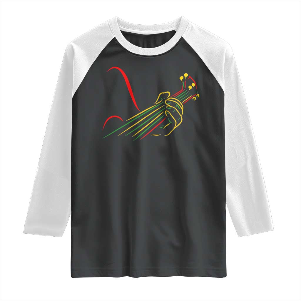 Reggae Guitar Raglan Shirt Rasta Music Gift for Guitar Lovers TS10 Black White Print Your Wear