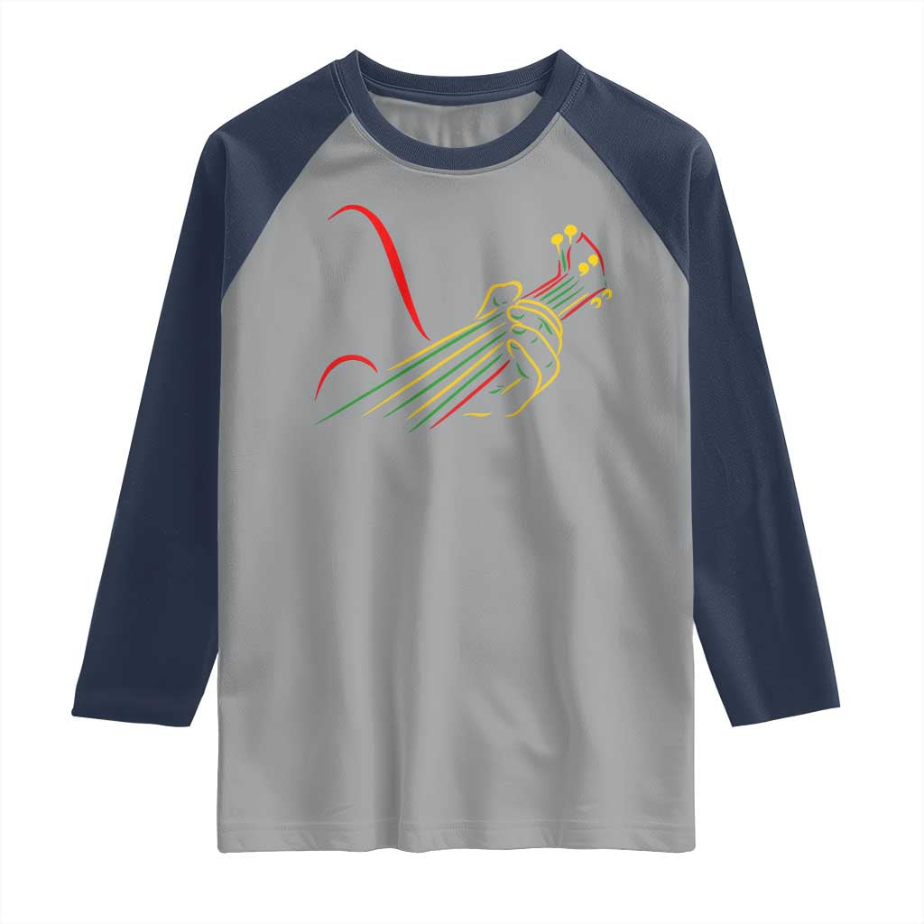 Reggae Guitar Raglan Shirt Rasta Music Gift for Guitar Lovers TS10 Sport Gray Navy Print Your Wear