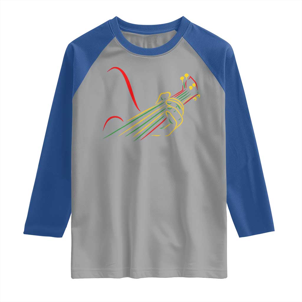 Reggae Guitar Raglan Shirt Rasta Music Gift for Guitar Lovers TS10 Sport Gray Royal Print Your Wear