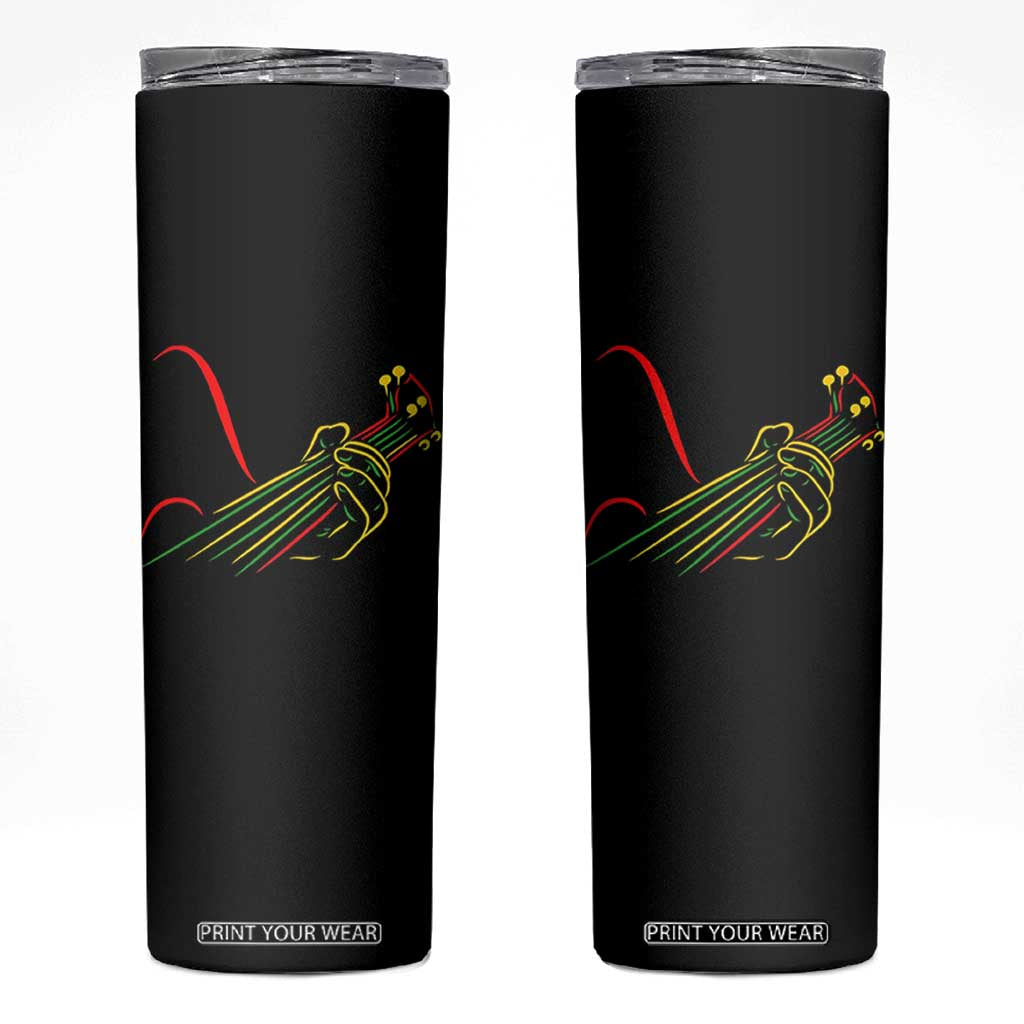 Reggae Guitar Skinny Tumbler Rasta Music Gift for Guitar Lovers TS10 Black Print Your Wear