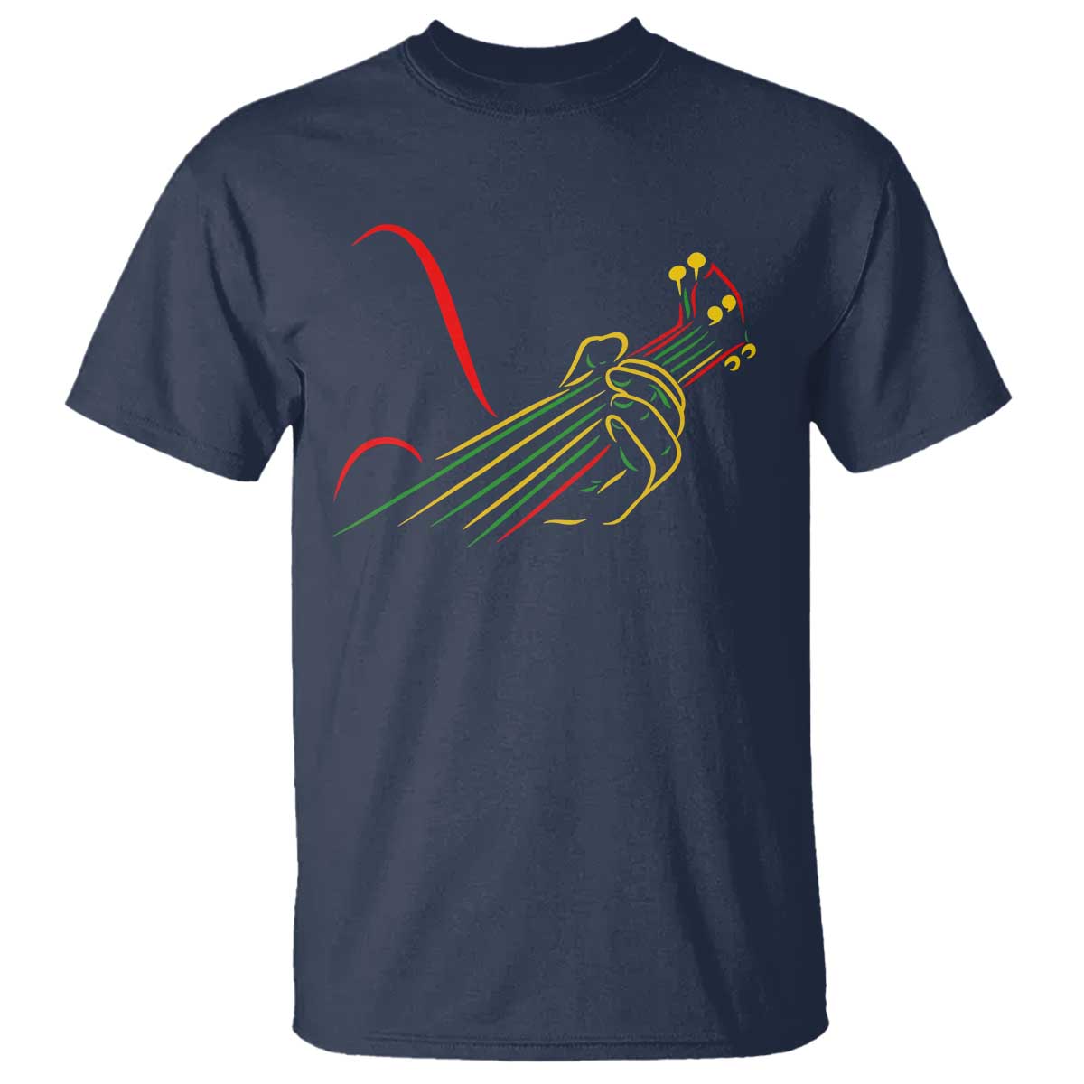 Reggae Guitar T Shirt Rasta Music Gift for Guitar Lovers TS10 Navy Print Your Wear