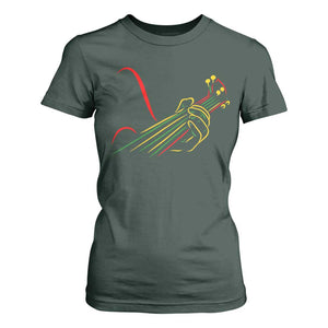Reggae Guitar T Shirt For Women Rasta Music Gift for Guitar Lovers TS10 Dark Forest Green Print Your Wear