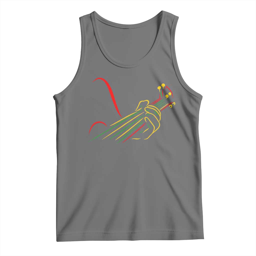 Reggae Guitar Tank Top Rasta Music Gift for Guitar Lovers TS10 Black Heather Print Your Wear
