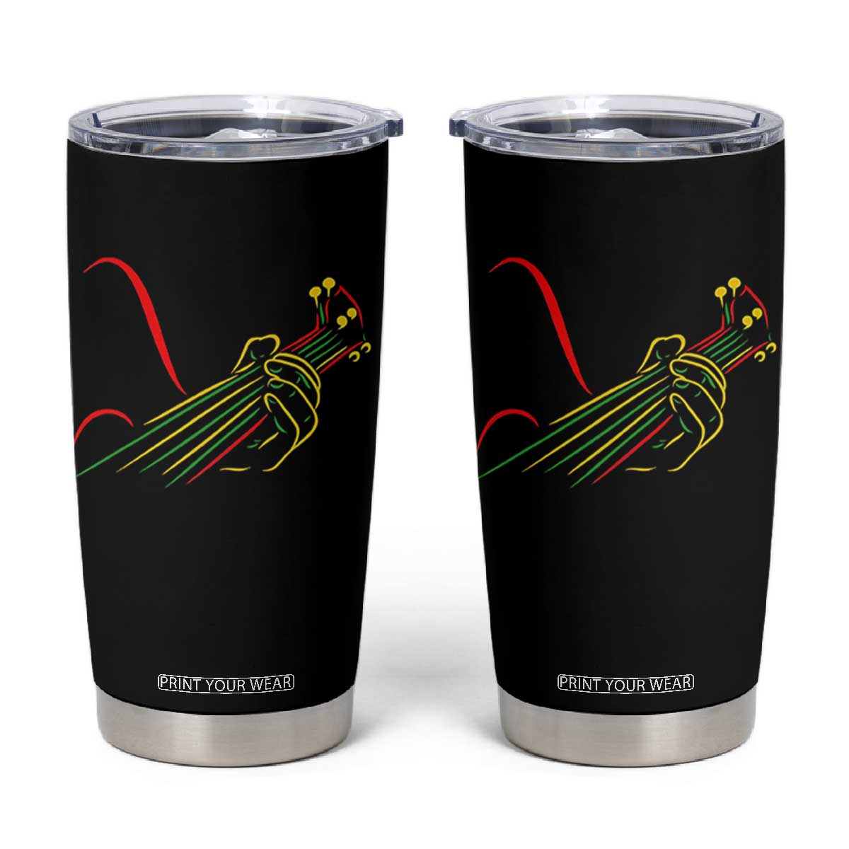 Reggae Guitar Tumbler Cup Rasta Music Gift for Guitar Lovers TS10 Black Print Your Wear