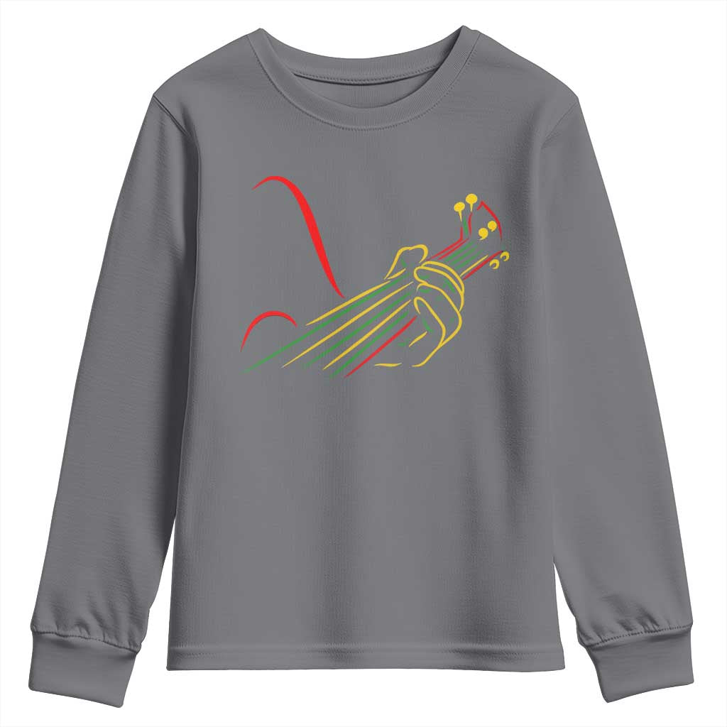 Reggae Guitar Youth Sweatshirt Rasta Music Gift for Guitar Lovers TS10 Charcoal Print Your Wear