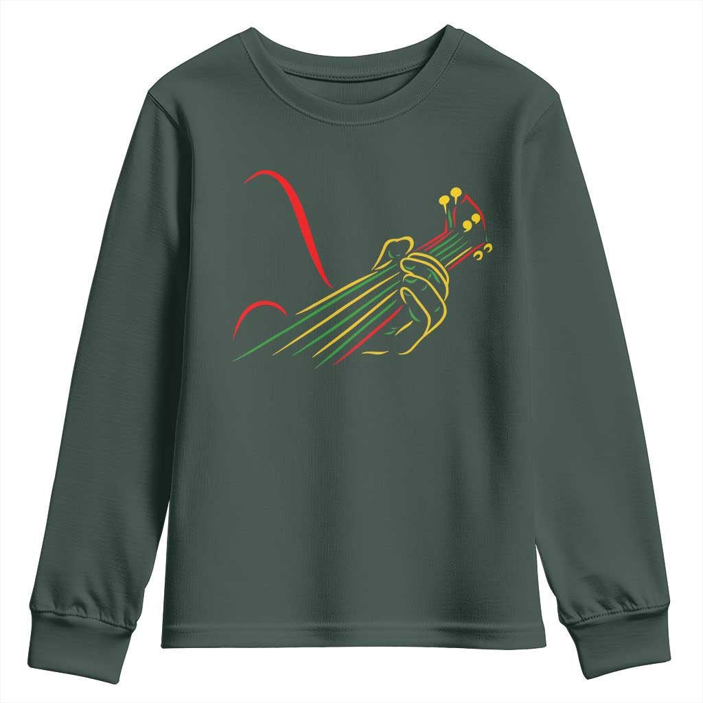 Reggae Guitar Youth Sweatshirt Rasta Music Gift for Guitar Lovers TS10 Dark Forest Green Print Your Wear