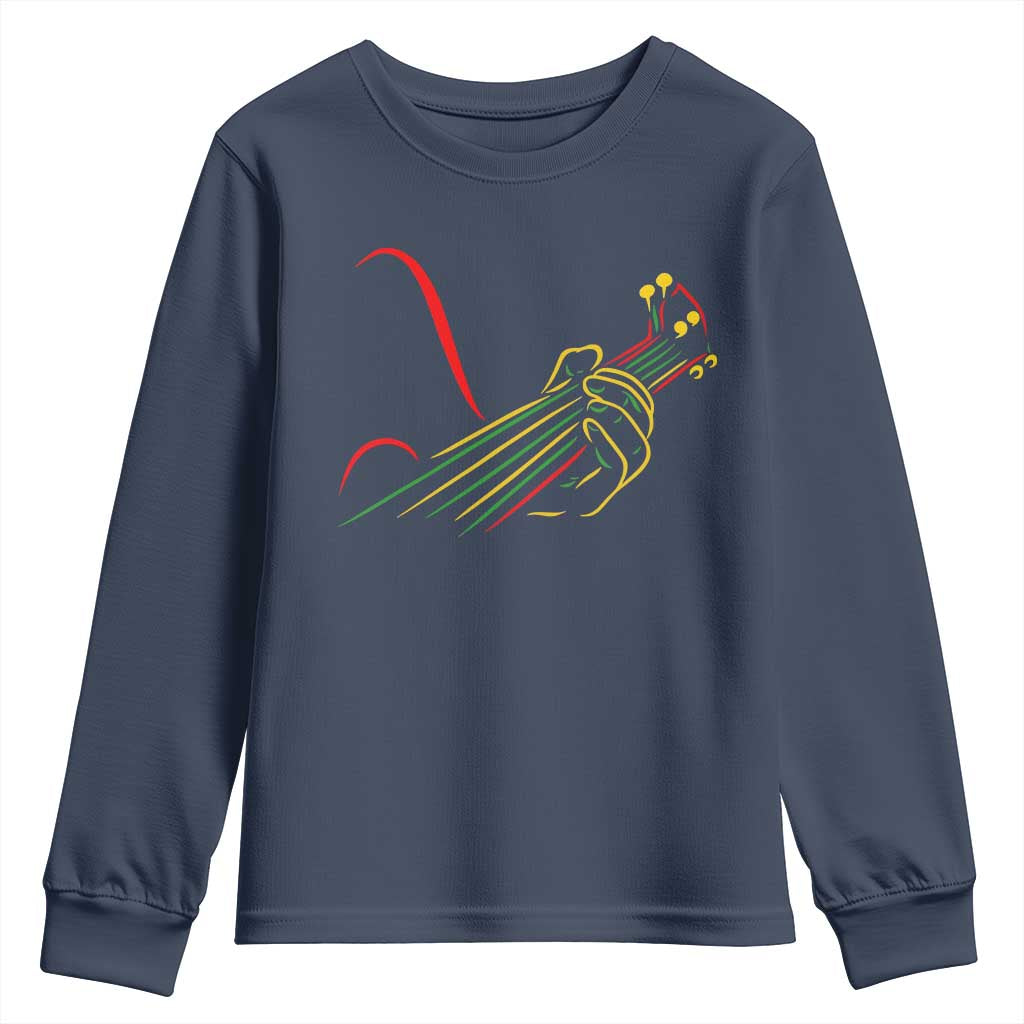 Reggae Guitar Youth Sweatshirt Rasta Music Gift for Guitar Lovers TS10 Navy Print Your Wear