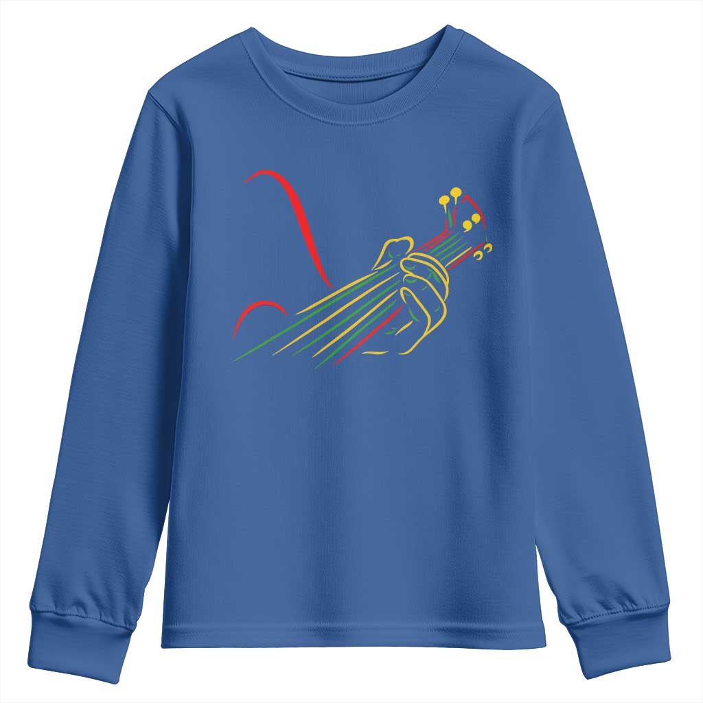 Reggae Guitar Youth Sweatshirt Rasta Music Gift for Guitar Lovers TS10 Royal Blue Print Your Wear