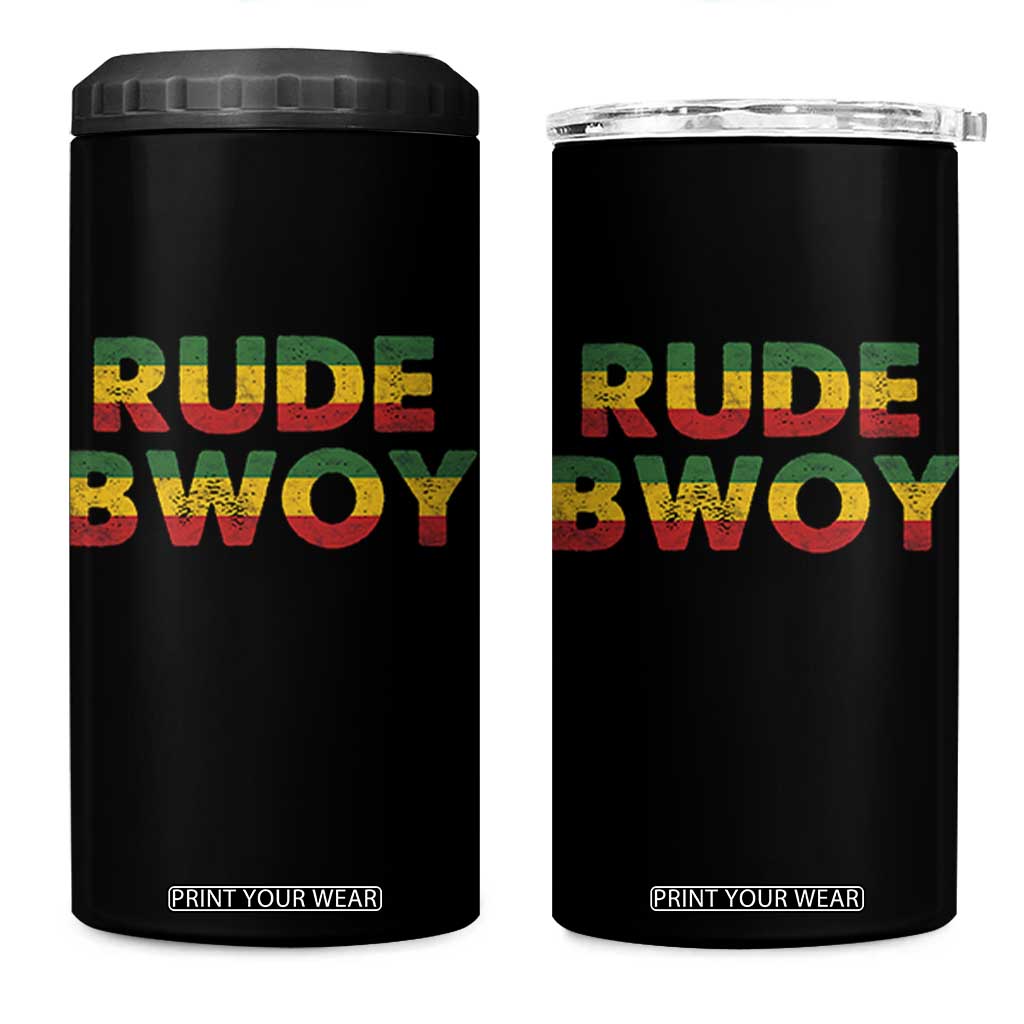 Rude Boy 4 in 1 Can Cooler Tumbler Jamaican Rasta Reggae Roots Gifts Jamaica TS10 One Size: 16 oz Black Print Your Wear