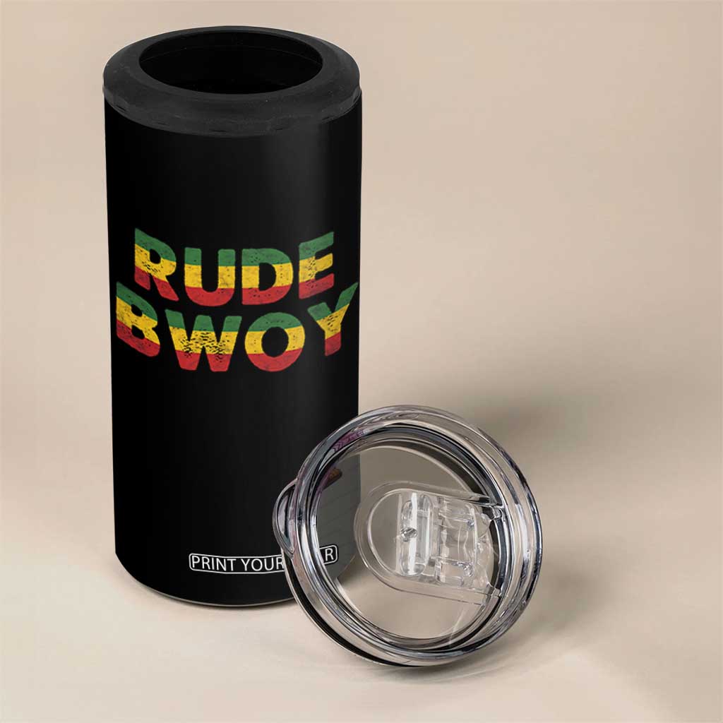 Rude Boy 4 in 1 Can Cooler Tumbler Jamaican Rasta Reggae Roots Gifts Jamaica TS10 Print Your Wear