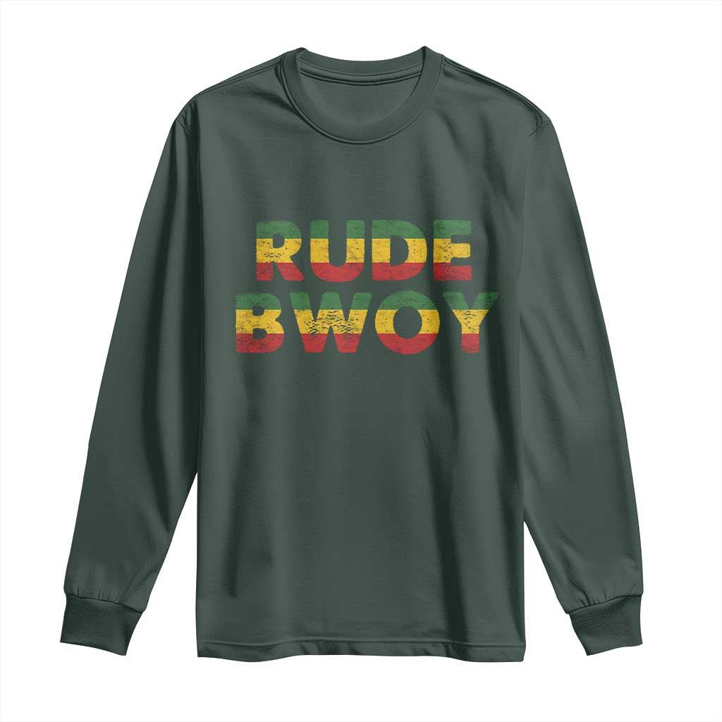 Rude Boy Long Sleeve Shirt Jamaican Rasta Reggae Roots Gifts Jamaica TS10 Dark Forest Green Print Your Wear