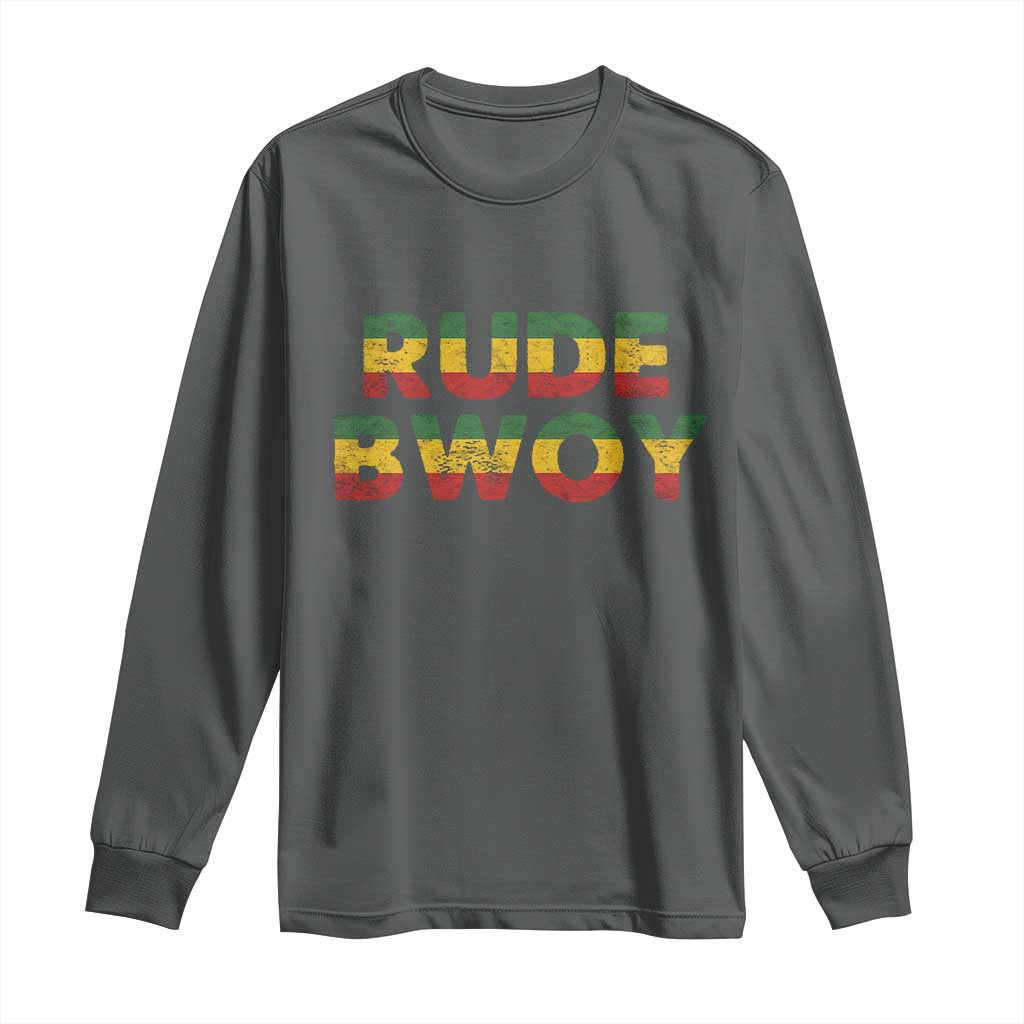Rude Boy Long Sleeve Shirt Jamaican Rasta Reggae Roots Gifts Jamaica TS10 Dark Heather Print Your Wear