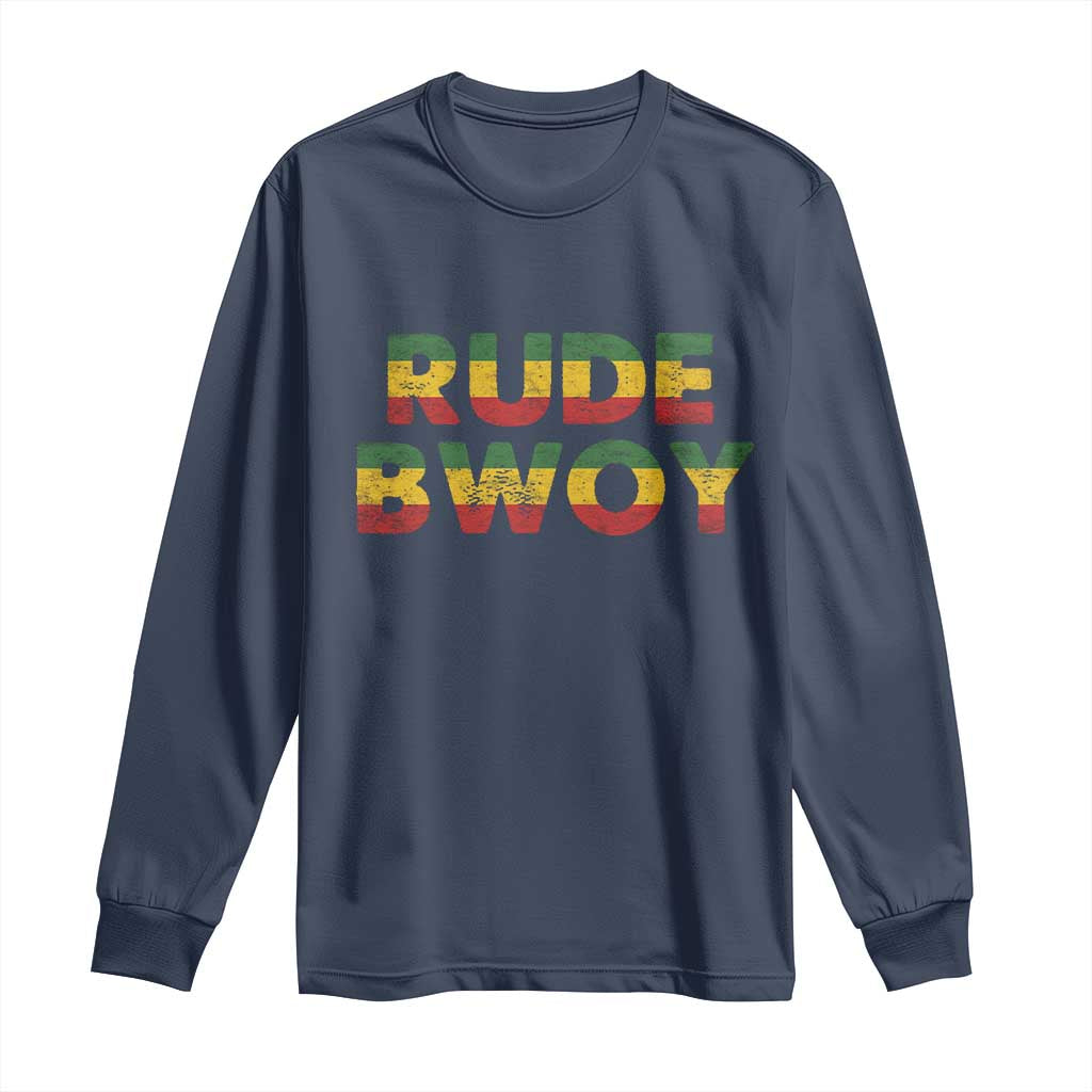 Rude Boy Long Sleeve Shirt Jamaican Rasta Reggae Roots Gifts Jamaica TS10 Navy Print Your Wear