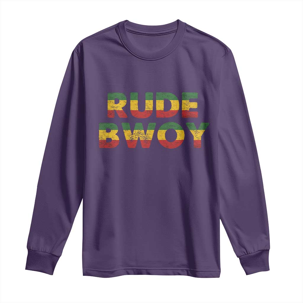 Rude Boy Long Sleeve Shirt Jamaican Rasta Reggae Roots Gifts Jamaica TS10 Purple Print Your Wear