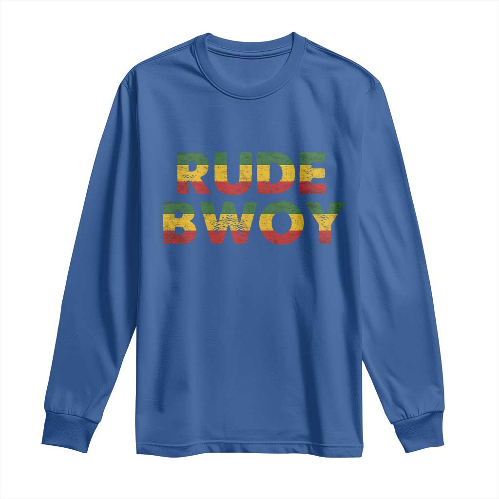 Rude Boy Long Sleeve Shirt Jamaican Rasta Reggae Roots Gifts Jamaica TS10 Royal Blue Print Your Wear