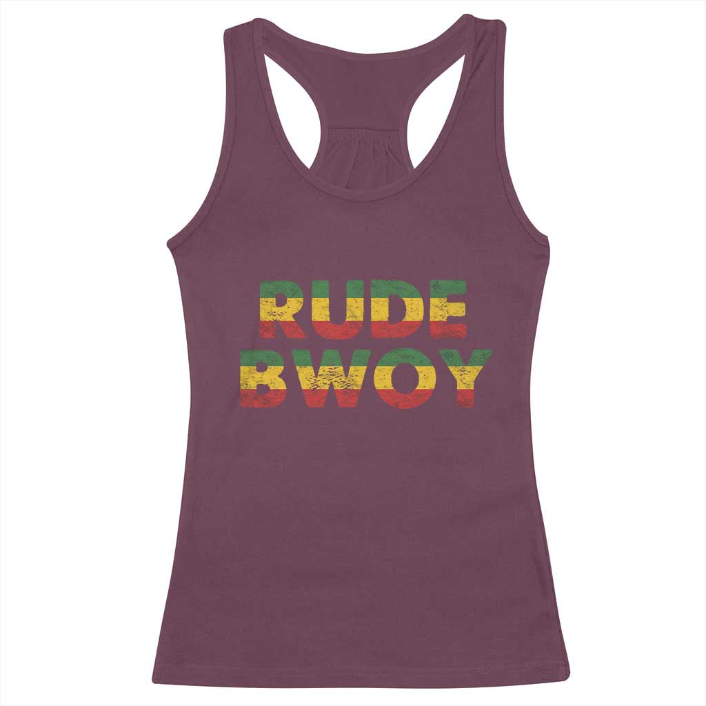 Rude Boy Racerback Tank Top Jamaican Rasta Reggae Roots Gifts Jamaica TS10 Maroon Print Your Wear