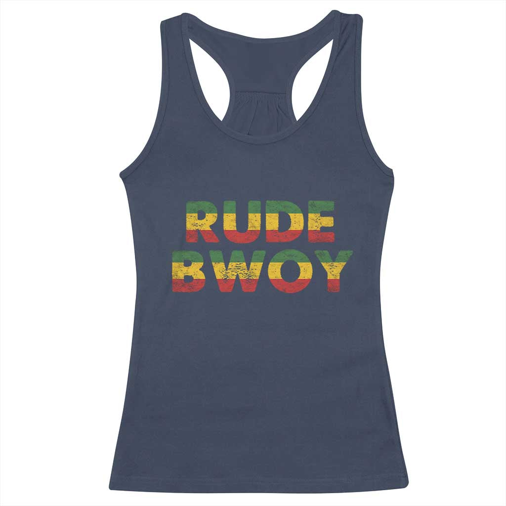 Rude Boy Racerback Tank Top Jamaican Rasta Reggae Roots Gifts Jamaica TS10 Navy Print Your Wear