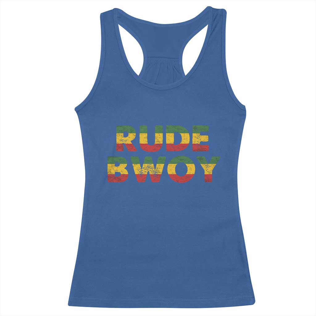 Rude Boy Racerback Tank Top Jamaican Rasta Reggae Roots Gifts Jamaica TS10 Royal Blue Print Your Wear