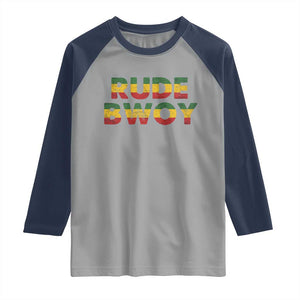 Rude Boy Raglan Shirt Jamaican Rasta Reggae Roots Gifts Jamaica TS10 Sport Gray Navy Print Your Wear