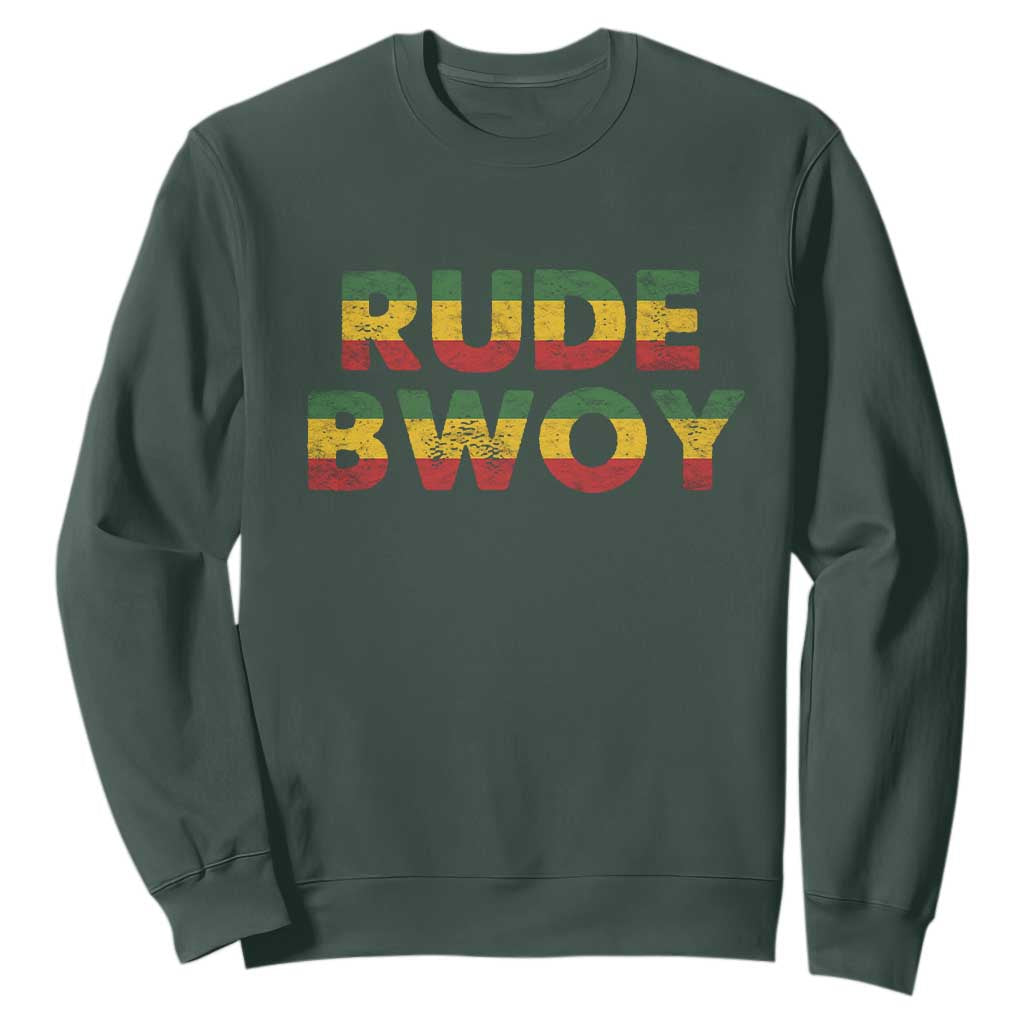 Rude Boy Sweatshirt Jamaican Rasta Reggae Roots Gifts Jamaica TS10 Dark Forest Green Print Your Wear