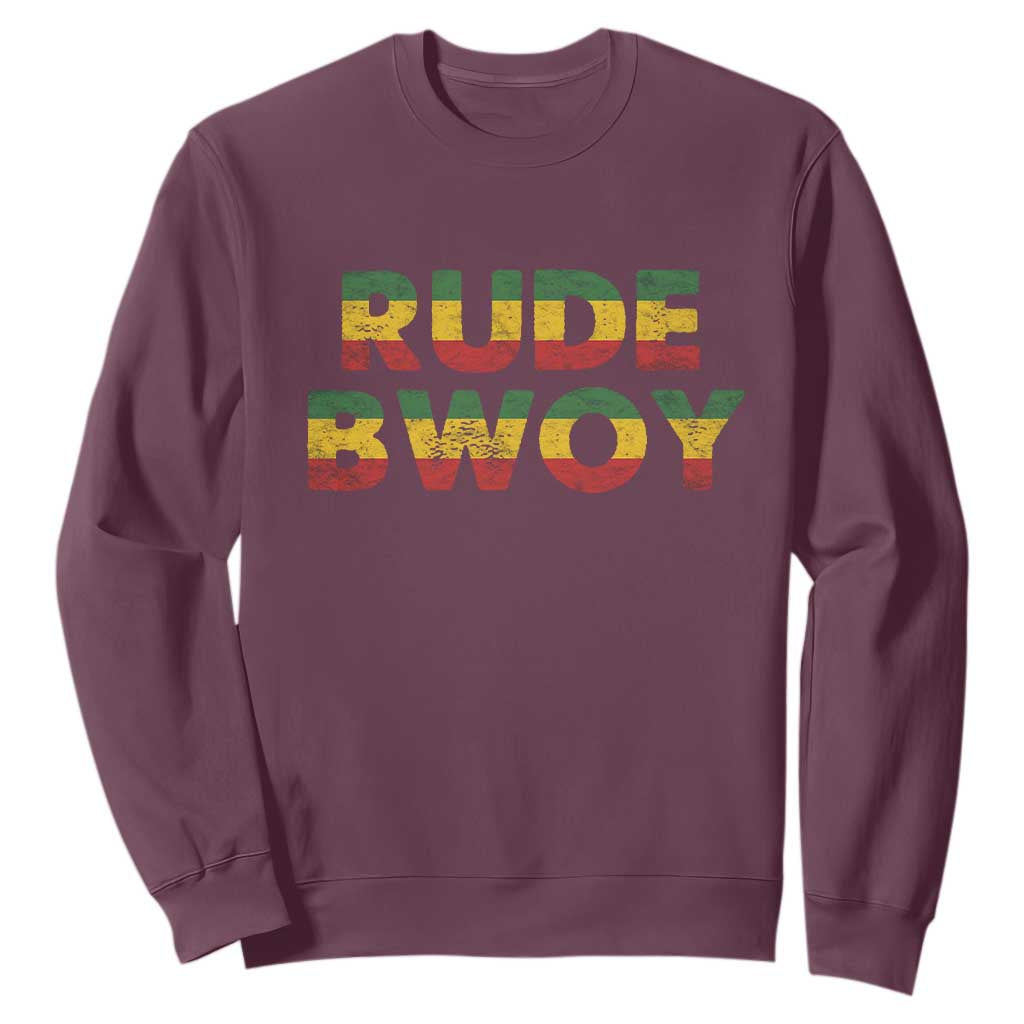 Rude Boy Sweatshirt Jamaican Rasta Reggae Roots Gifts Jamaica TS10 Maroon Print Your Wear